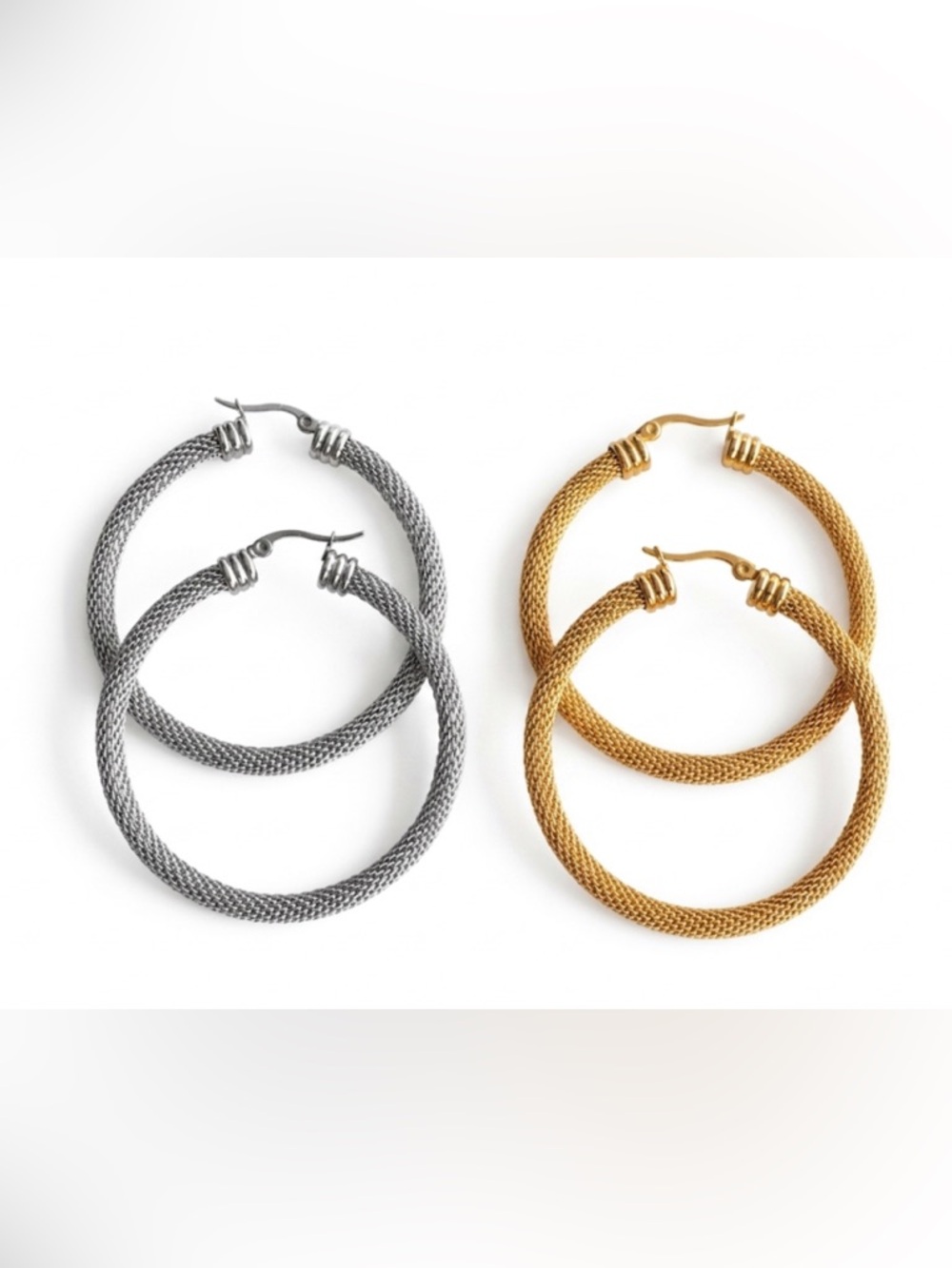 Stainless Steel Mesh Hoop Earrings